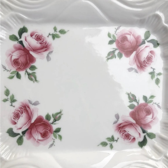 Golden Crown Small Serving Plate 9” Pink Roses E&R Germany Gold Trim Handles - Picture 10 of 10